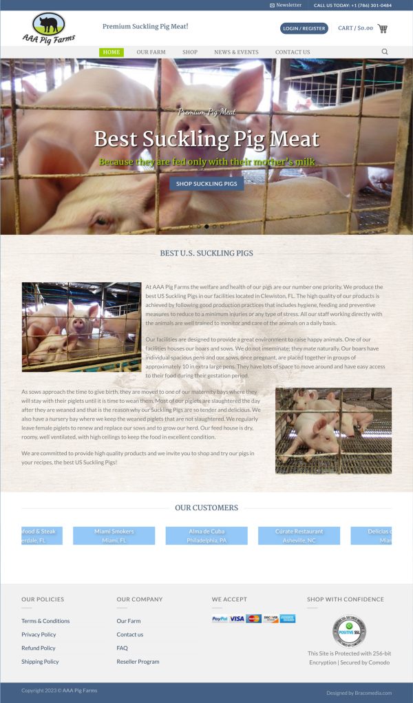 AAA Pig Farms website with e-commerce