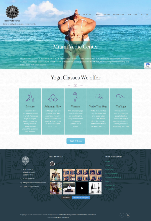 Miami Vedic Center Landing Page