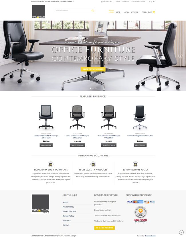 Status Design Furniture website