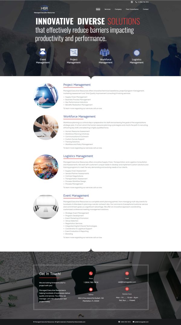 Managed Executive Resources Landing Page Sample