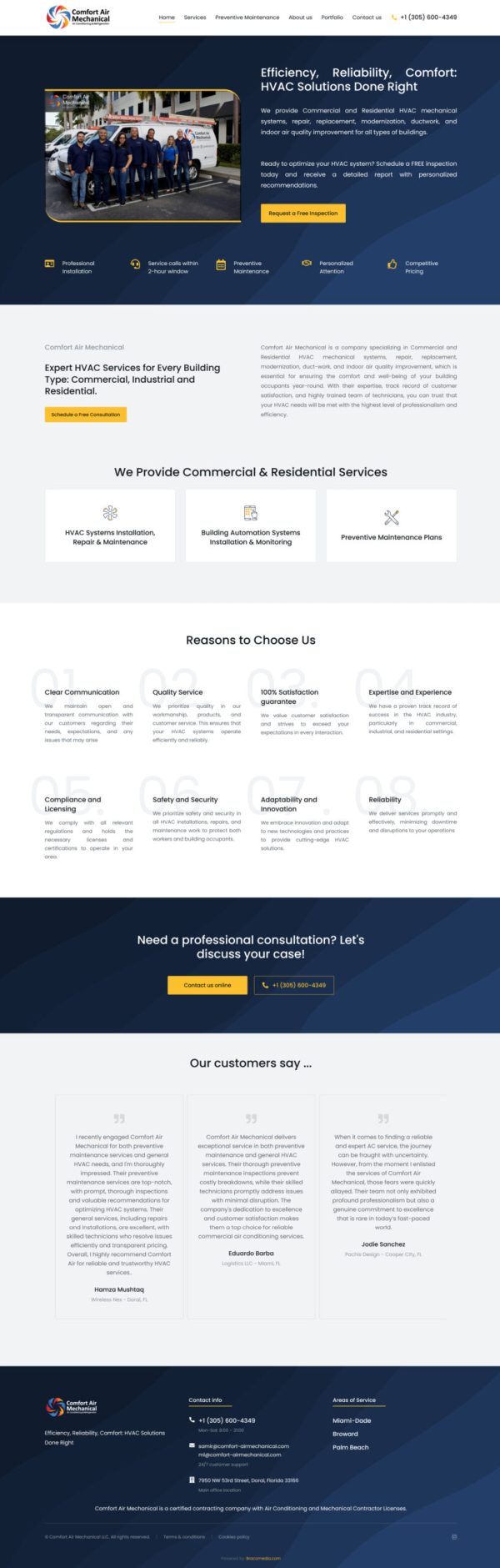 Comfort Air Mechanical website design