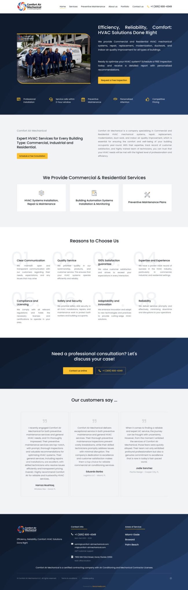 Comfort Air Mechanical website design